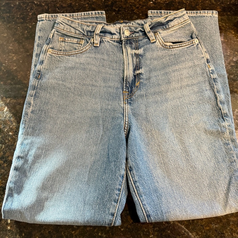 &Denim Women's High Rise Vintage Mom Jeans Ankle Length Blue Jeans